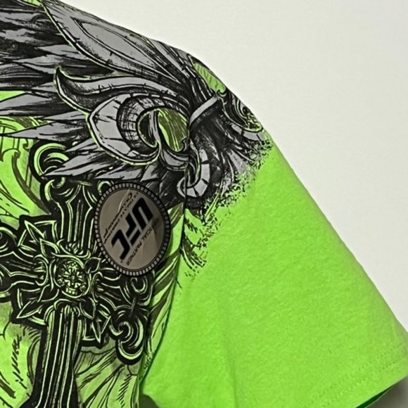 MMA Elite Green T-Shirt With Crosses And Fleur De Lis Design NWT - Picture 7 of 11